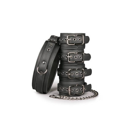 Ligature Set Collar Ankle and Wrists Cuffs Black