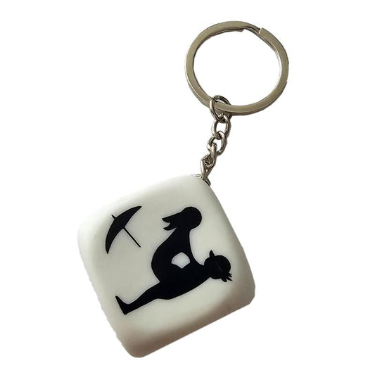 White Position Dice Keychain