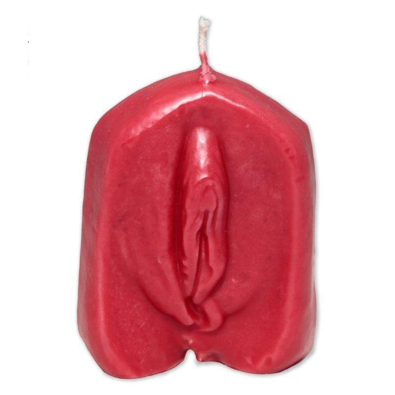 Red vagina shaped candle