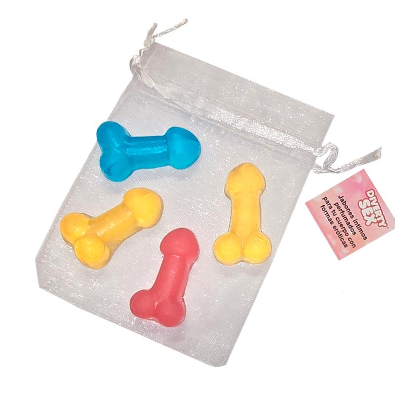 Set of 4 Mini Penis Shaped Soaps Colors