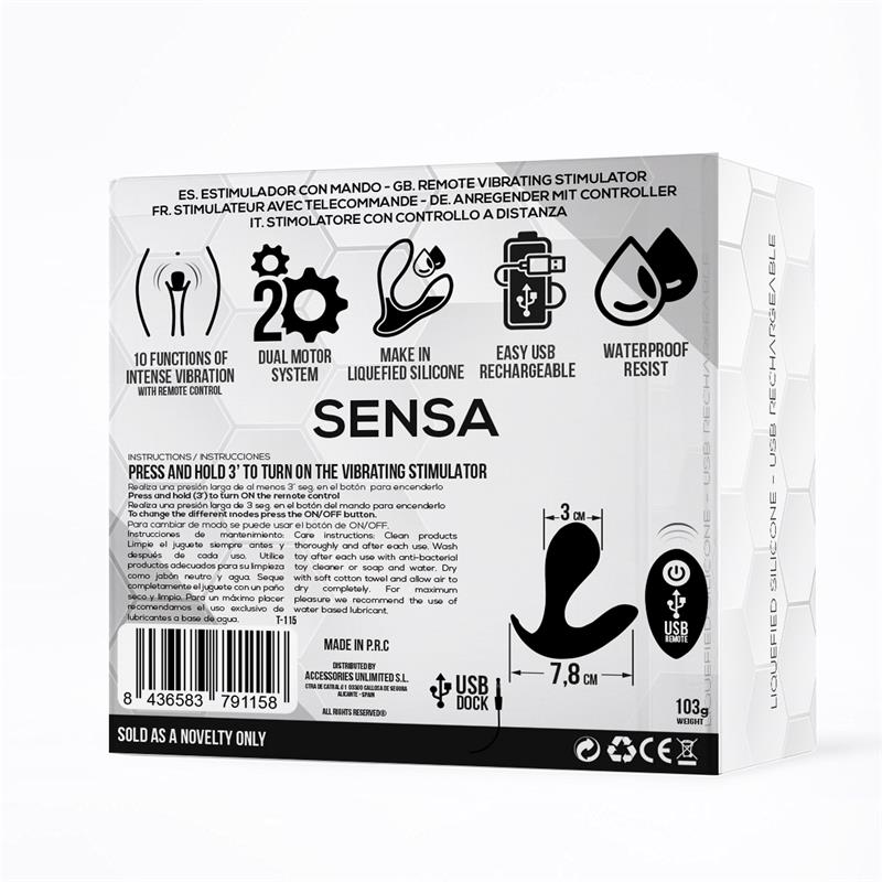 Sensa Stimulator Remote Control USB Liquid Silicone Black