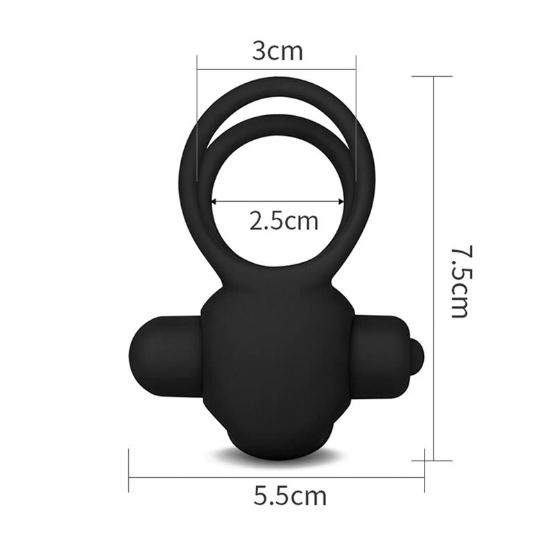 Double Vibrating Cockring Power Clit Duo Black