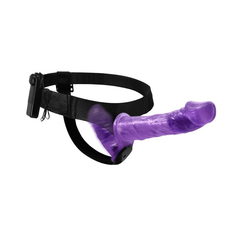 Harness Double Dildo with Vibration Purple