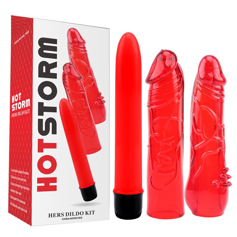 Kit Dildo and Vibe Hers Dildo Kit Red