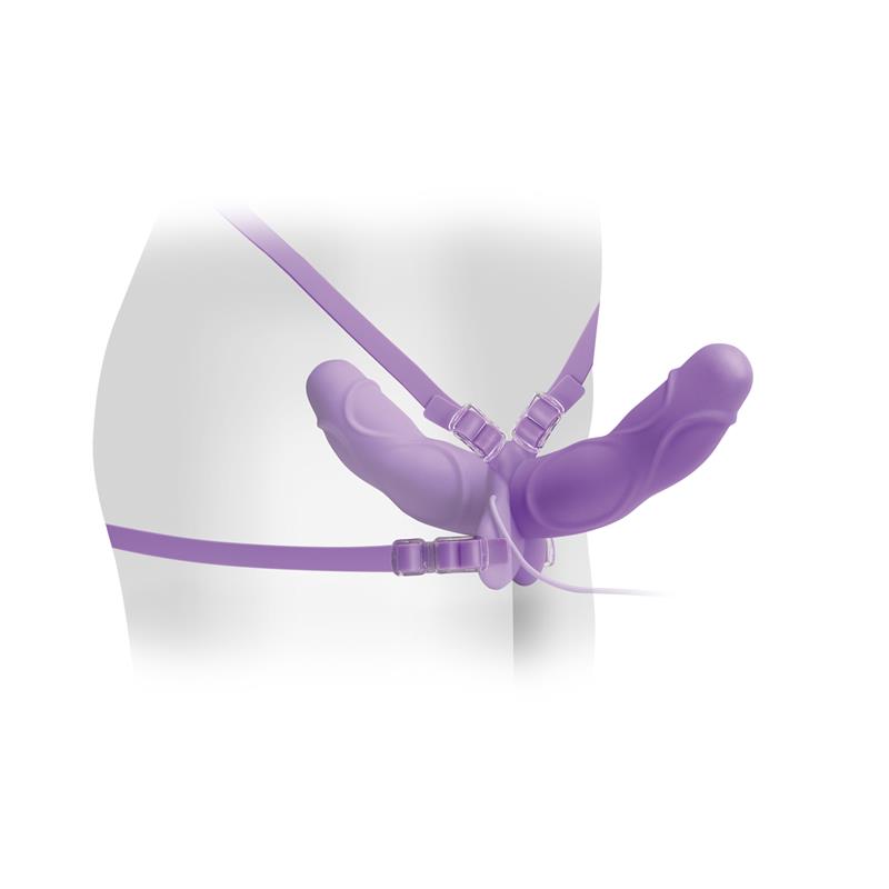 Fetish Fantasy Elite Vibrating Double Delight Strap On Purple