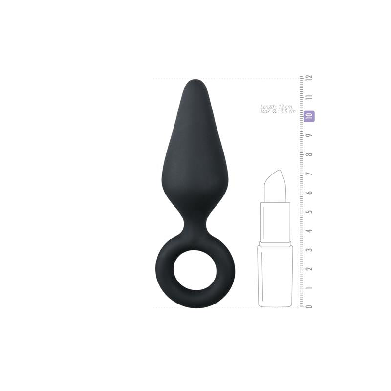 Black Buttplugs With Pull Ring Medium