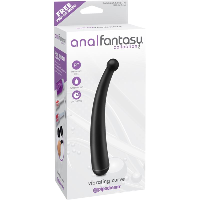 Vibrating Curved Anal Plug Colour Black