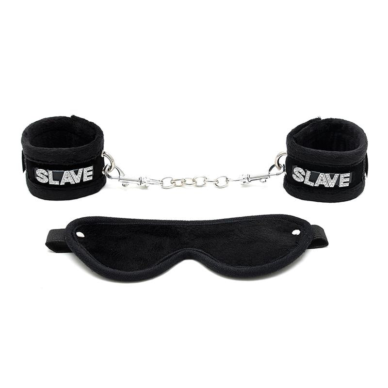 Rimba Bondage Play Handcuffs and Eyemask Black