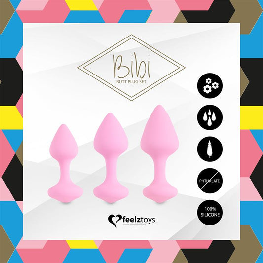 Bibi Set of 3 Butt Plug Pink