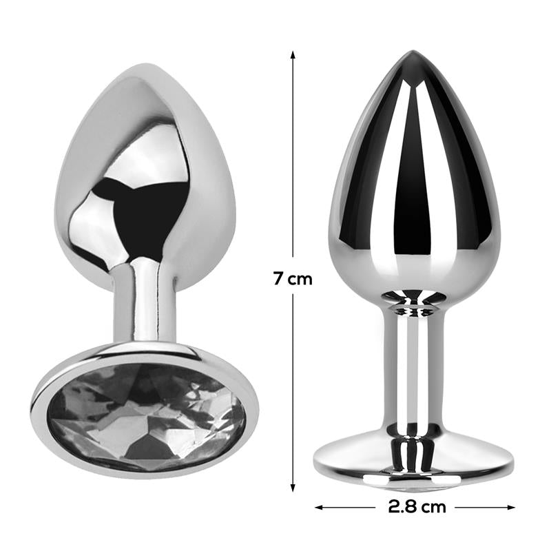 Butt Plug with Jewel Diamond White Size S Aluminium