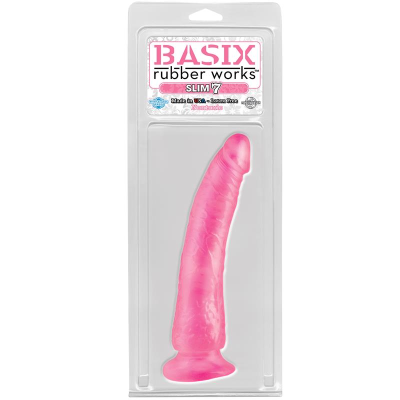 Basix Rubber Works Slim 1778 cm with Suction Cup Colour Pink