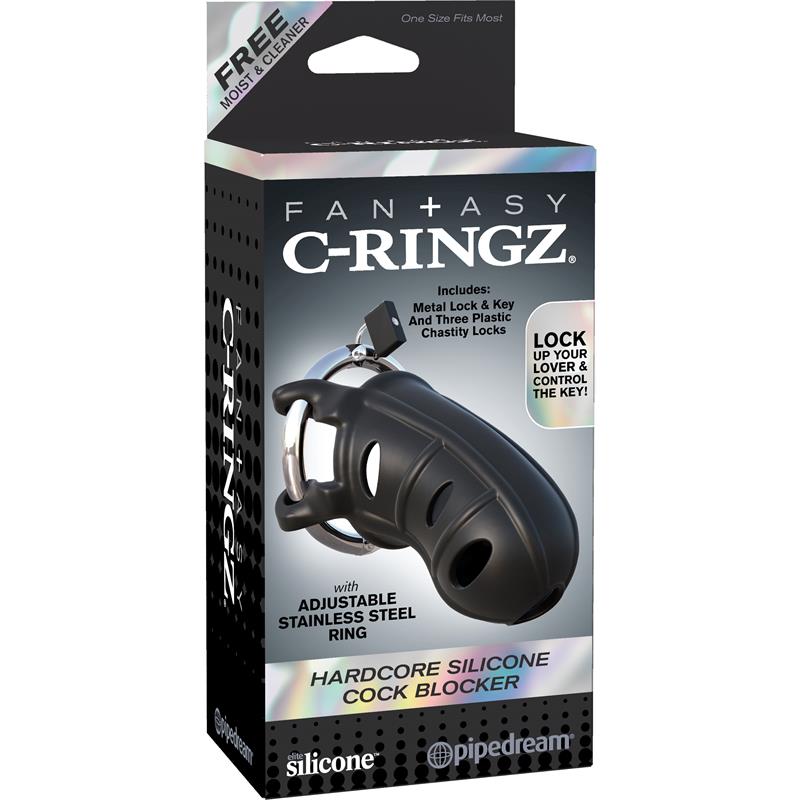 Fantasy C Ringz Hardcore Silicone Cock Blocker Black