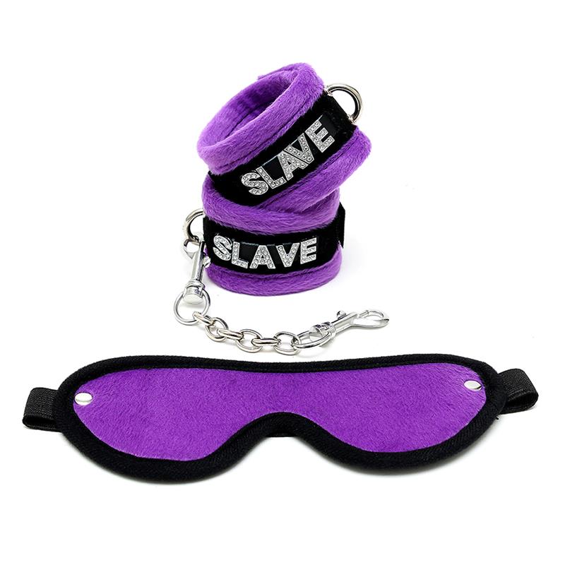 Rimba Bondage Play Handcuffs and Eyemask Purple