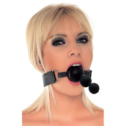 Rimba Latex Play Mouthgag with Triple Balls