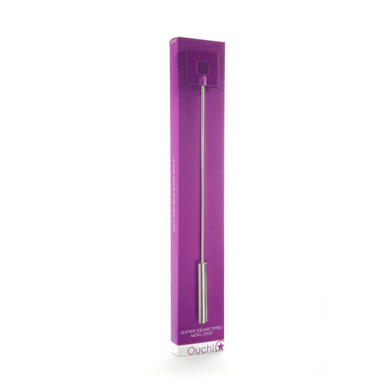 Shots Ouch Whips and Paddles Leather Square Tipped Crop Purple