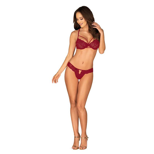 Ivetta 2 Piece Lace Bra Set Red