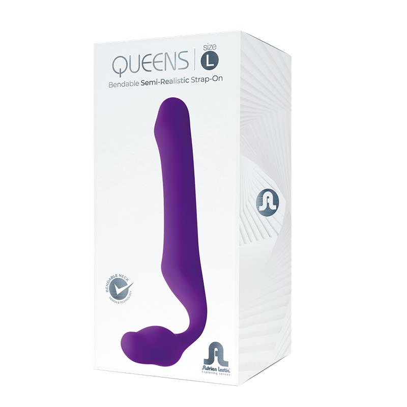 Queens L Strapless Strap On Dildo Size L Silicone Dark Purple