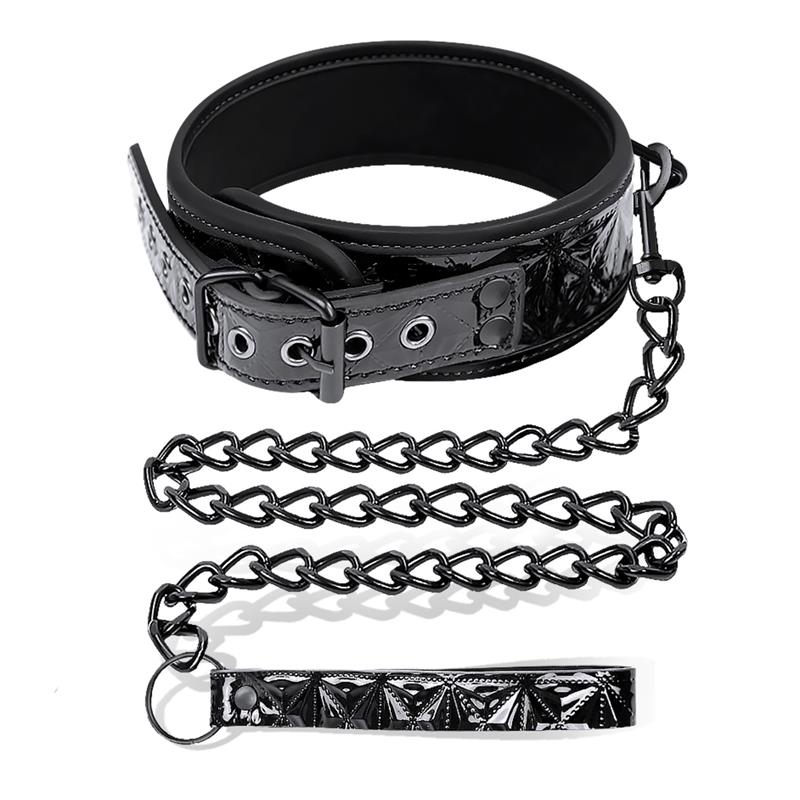 Collar with Leash Sapphire Vegan Leather