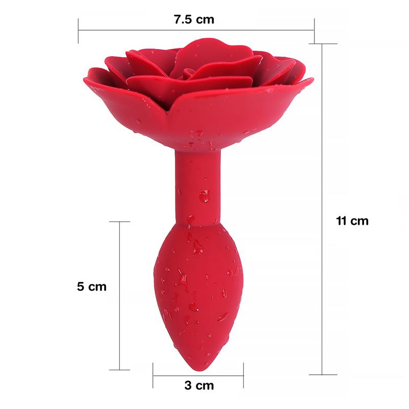 Rose Silicone Butt Plug Red