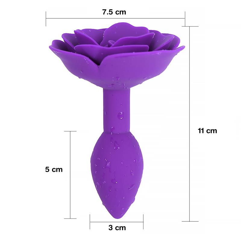 Rose Silicone Butt Plug Purple