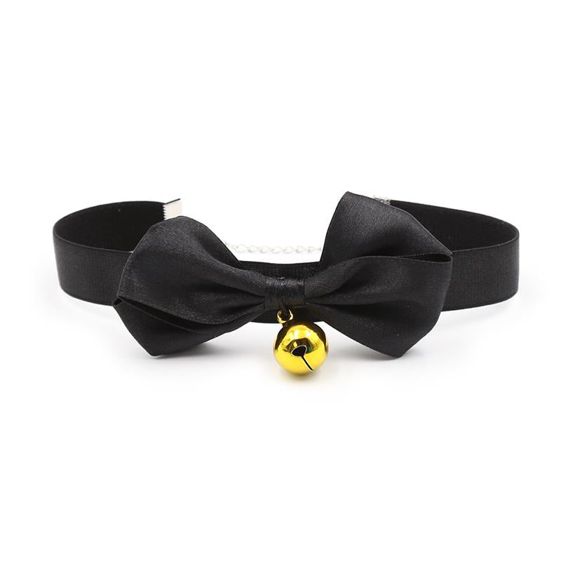 Collar with Bow and Bell 29 cm Size M Black