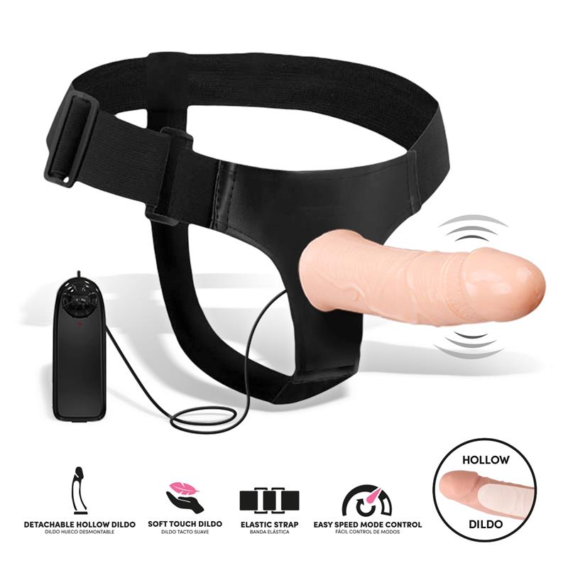 Wobox Detachable Strap On with Hollow Dildo Vibration and Remote Control