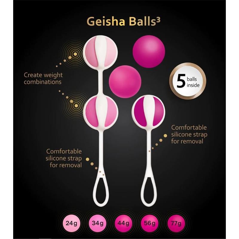 Set of 5 Geisha Balls3 Sugar Pink