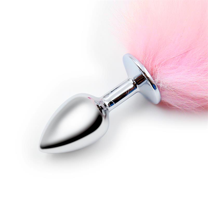 Butt Plug with Pink and White Tail Size S