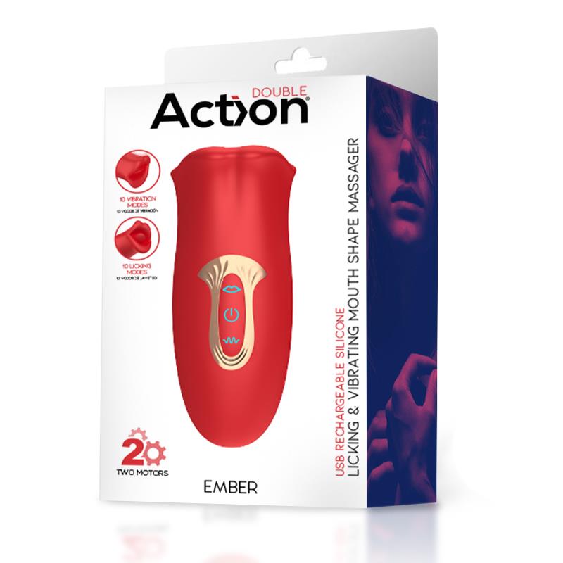 Ember Licking and Vibrating Mouth Shape Massager USB Silicone