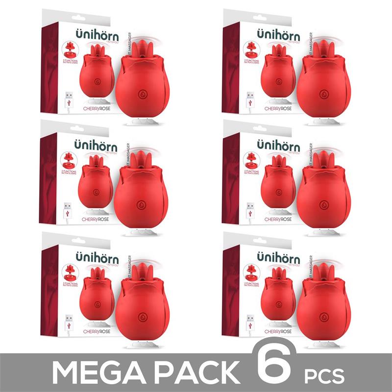 Pack de 6 uds Cherryrose 2 in 1 Suction and Licking Tongues Clitoris Massager