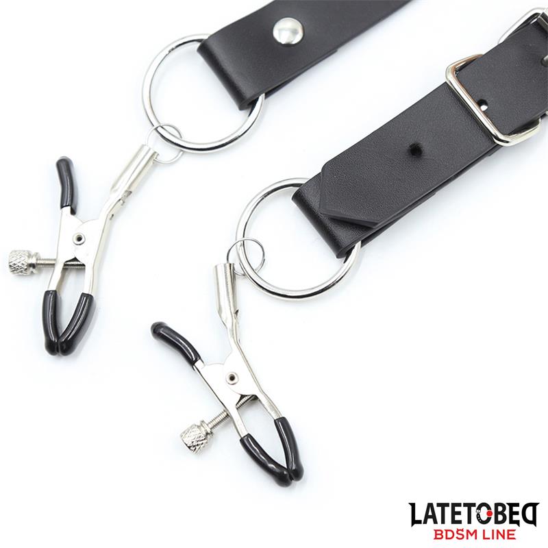 Leg Bondage Strap with Clitoris Clamps