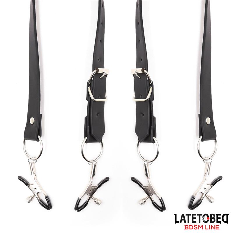 Leg Bondage Strap with Clitoris Clamps