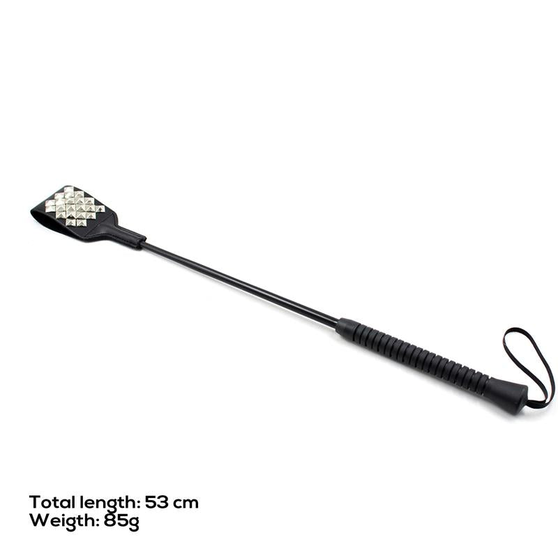 Square riding crop with silver studs 53 cm