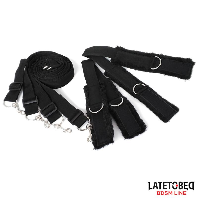 Long Velvet Bed Bondage Restraints Adjustable