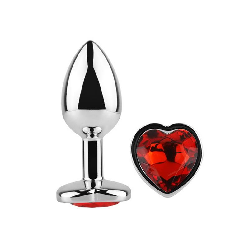 Butt Plug with Heart Jewel Corazon Red Scarlet Size M