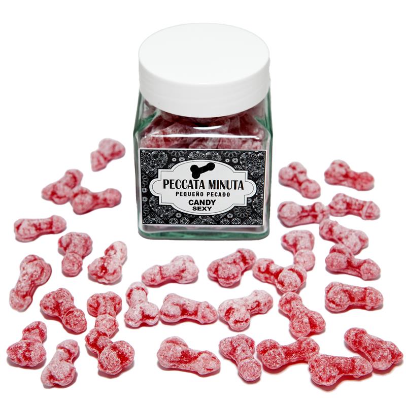 Jar of 40 Strawberry Cherry Flavored Penis Shaped Candies