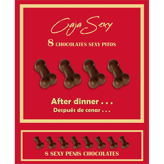 Red Box of 8 Dark Chocolate Penis Shaped Candies