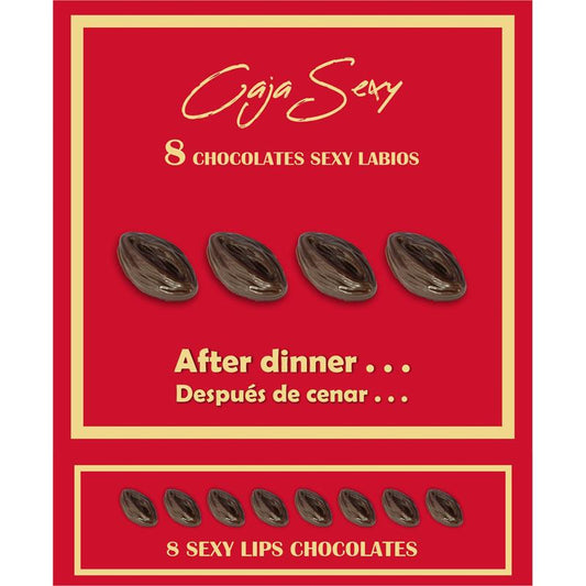 Red Box of 8 Dark Chocolate lips Shaped Candies 8 units