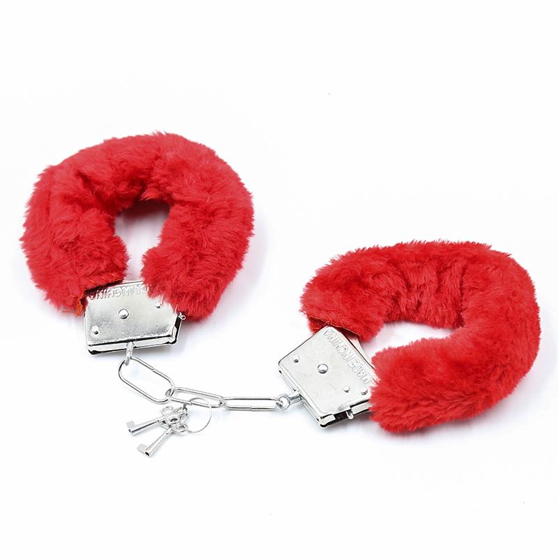 Furry Metal Handcuffs Red