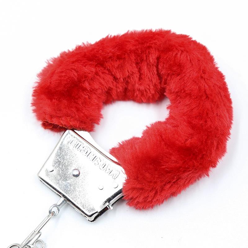 Furry Metal Handcuffs Red