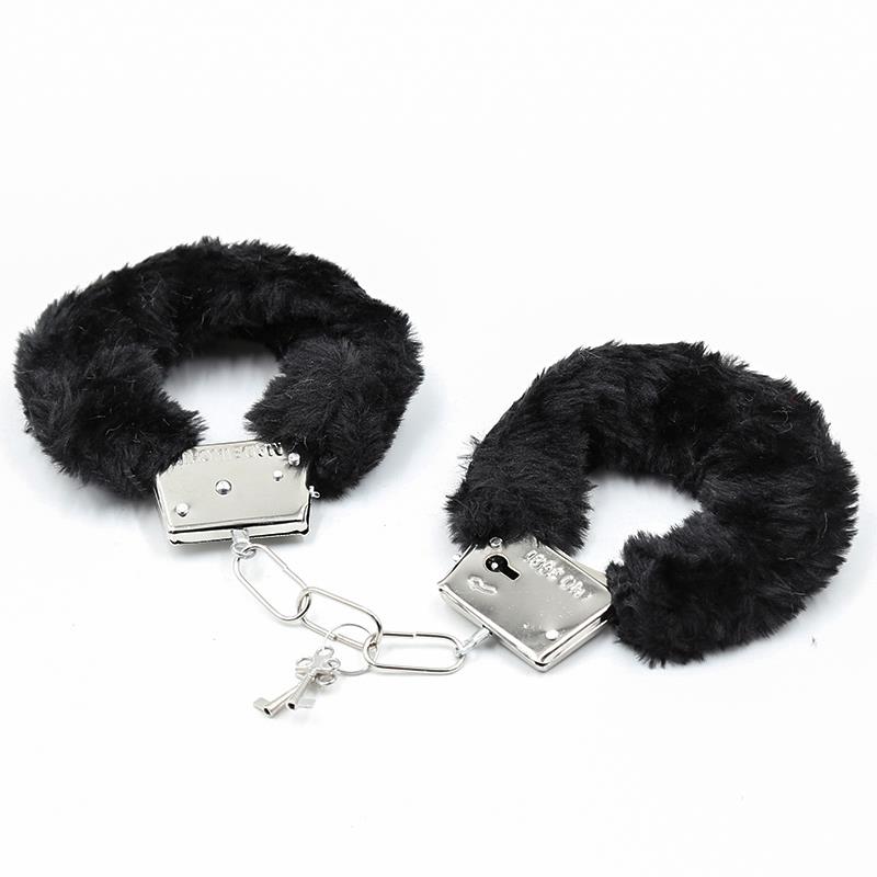 Furry Metal Handcuffs Black