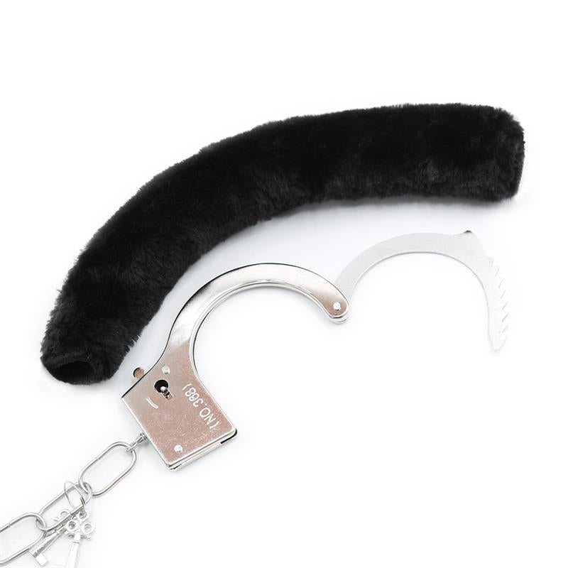 Furry Metal Handcuffs Black