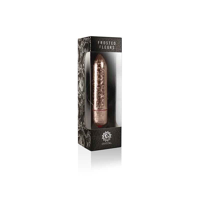 Vibrating Bullet Frosted Fleurs Crystal Rose Gold