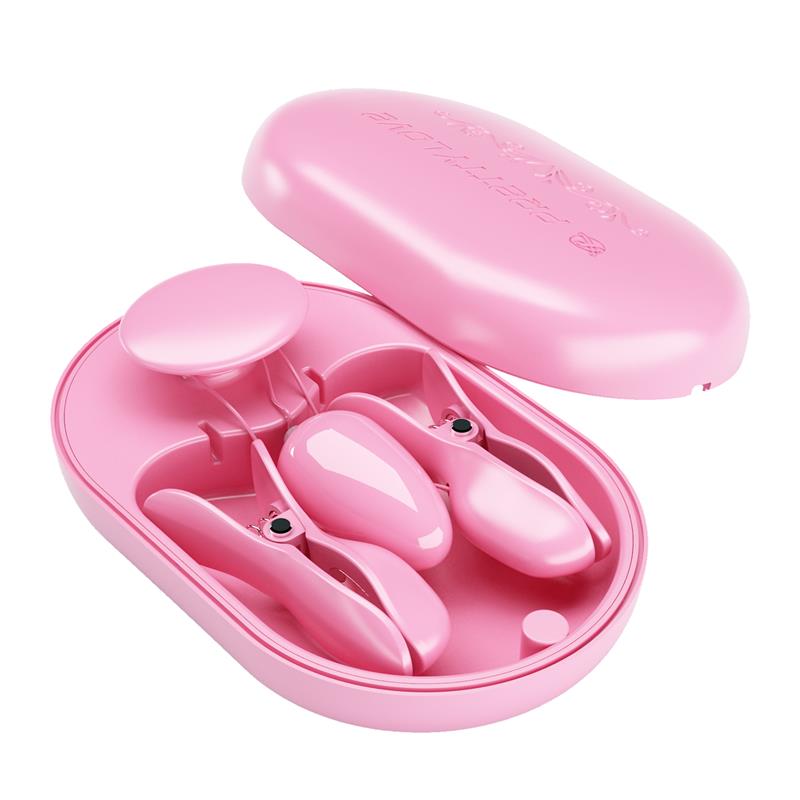 Surprise Box Vibrating Egg and Electric Shock Nipple Clamps Pink