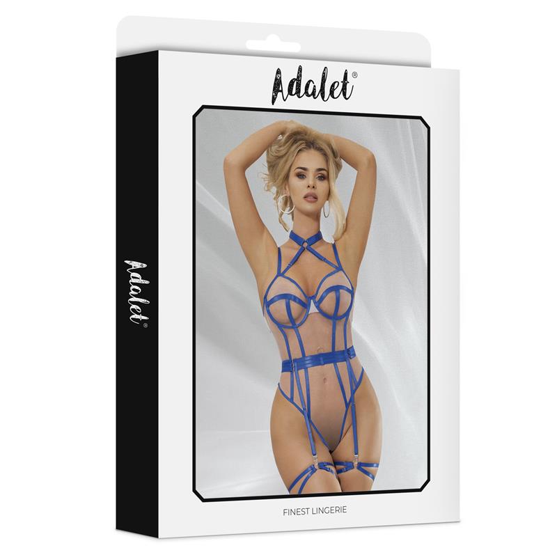 Killye Mesh Teddy with Strasps and Leg Rings Blue