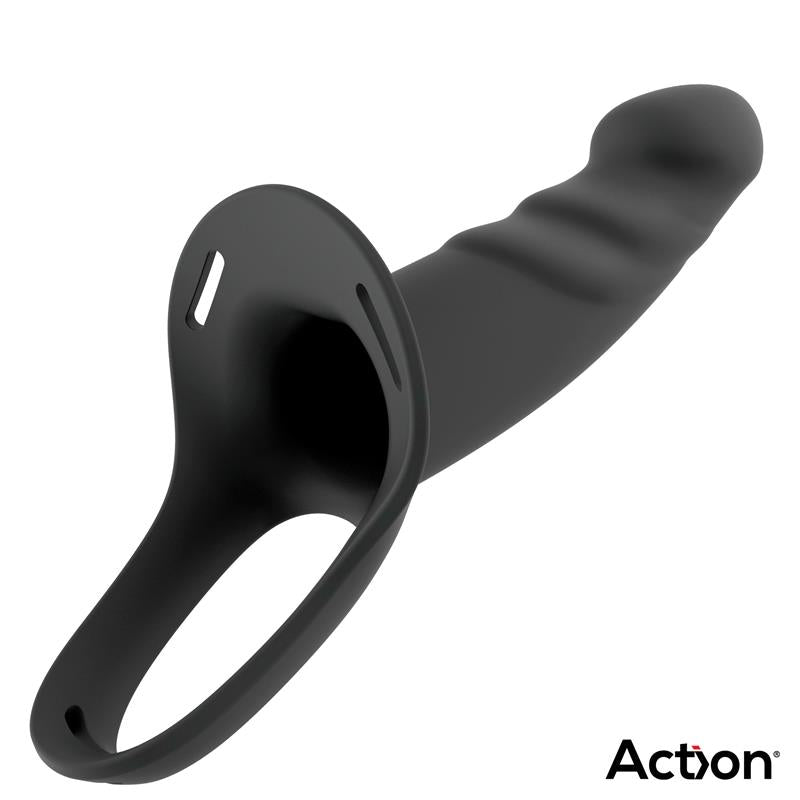 Strap On with Hollow Dildo Premium Silicone Size L Black