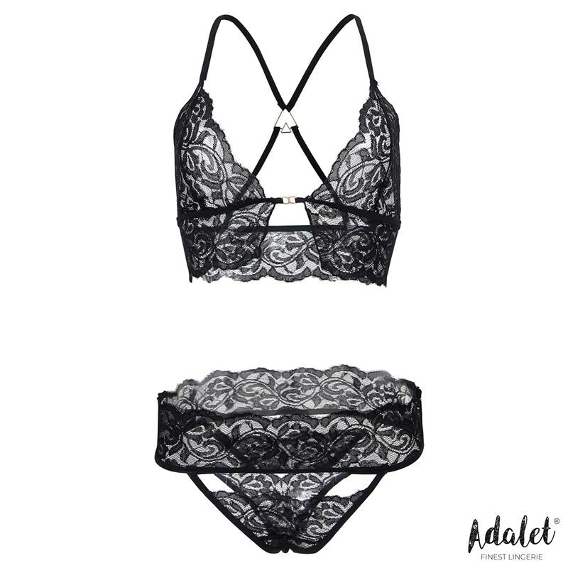 Ella Lace Bra Thong Mask and Cuffs Set