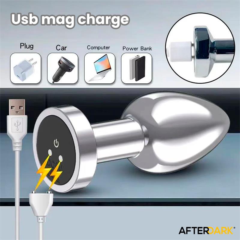 Dimpor Chrome Anal Plug with Vibration and Magnetic USB Size L