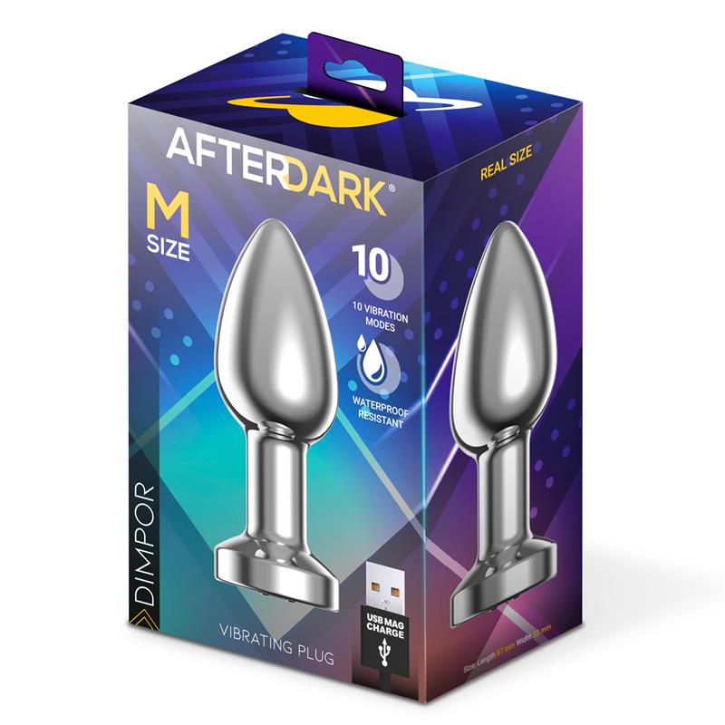 Dimpor Chrome Anal Plug with Vibration and Magnetic USB Size M