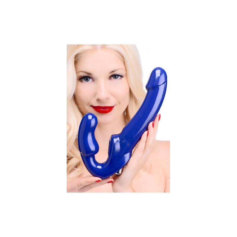 Revolver II Vibrating Strapless Strap On Dildo Blue